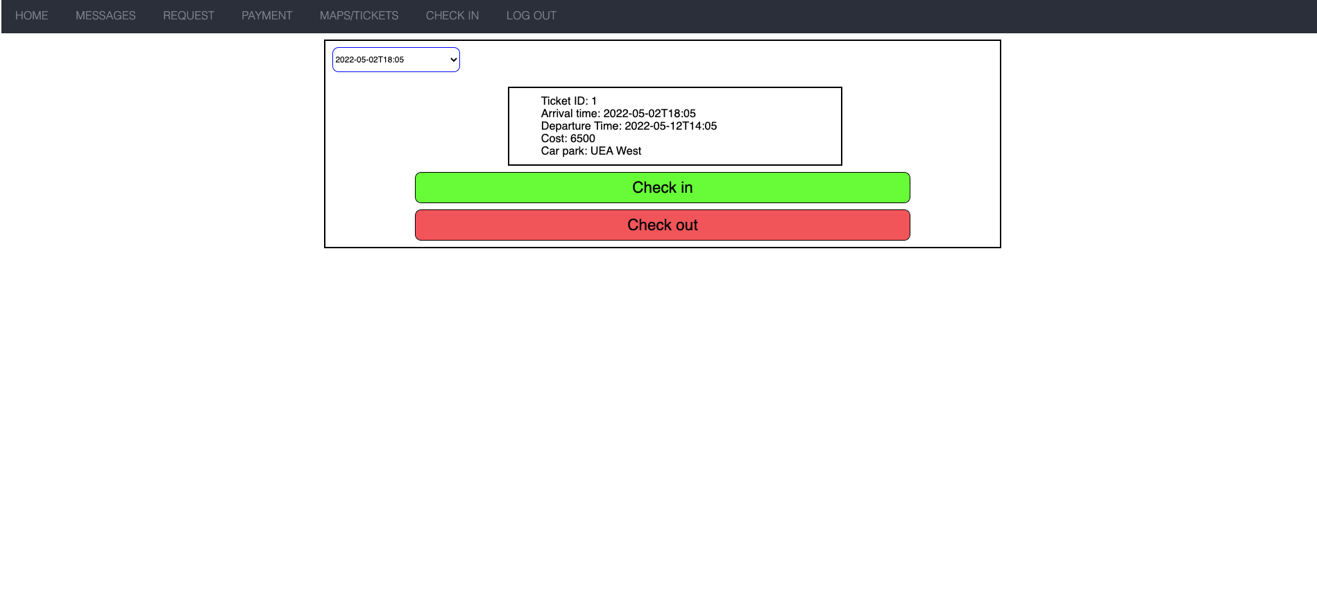 An image of driver checking in to page