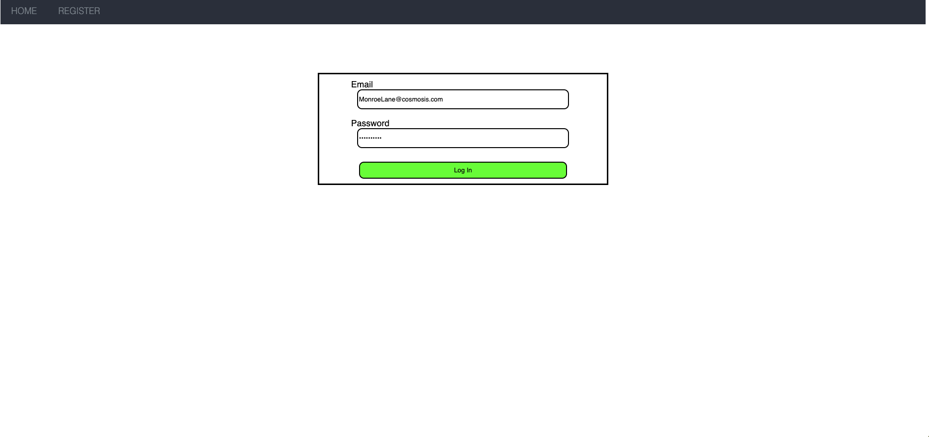 Login page