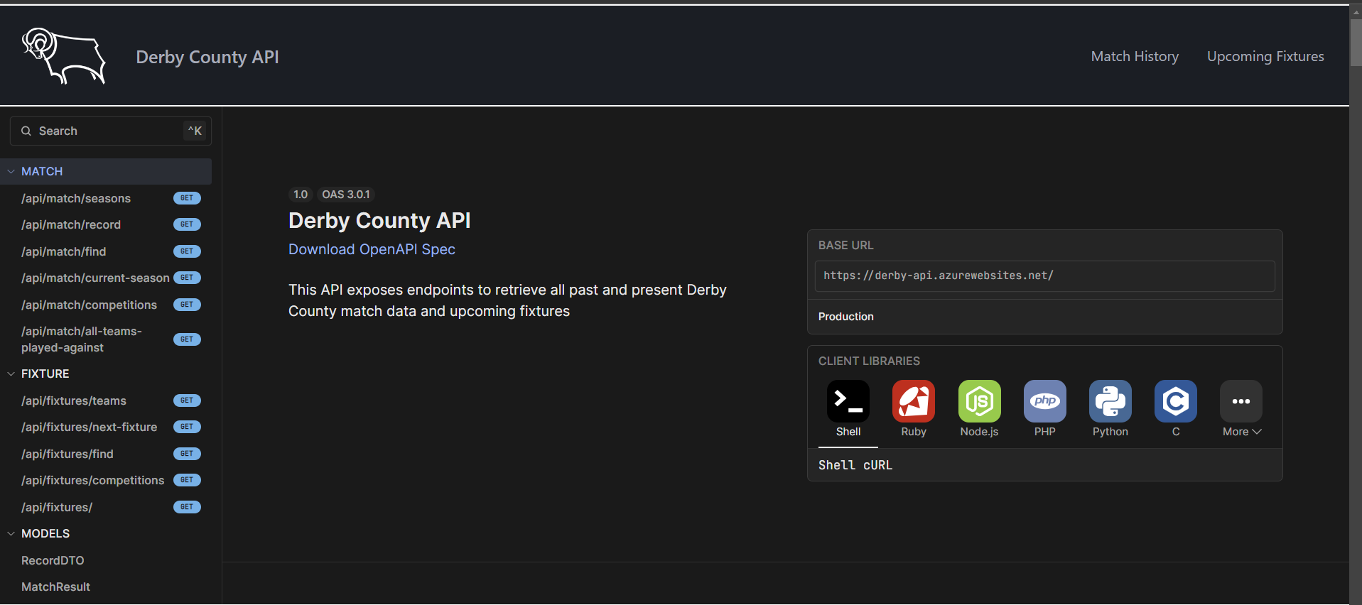 Screenshot of Scalar docs showing endpoints of api